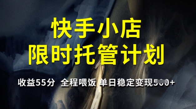 快手小店限时托管计划，收益55分，全程喂饭，单日稳定变现5张【揭秘】-创业资源库