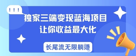 独家三端变现蓝海项目，让你收益最大化，长尾流无限躺挣-创业资源库