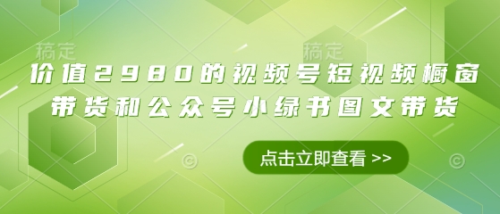 价值2980的视频号短视频橱窗带货和公众号小绿书图文带货-创业资源库