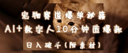 宠物赛道爆单秘籍：AI+数字人10分钟造爆款，日入1k-创业资源库