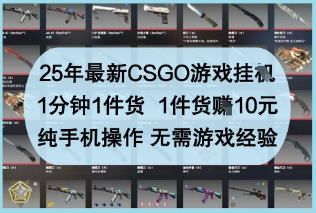 25年最新CSGO游戏挂G，1分钟1件货，1件货挣10元，纯手机操作，无需游戏经验【揭秘】-创业资源库