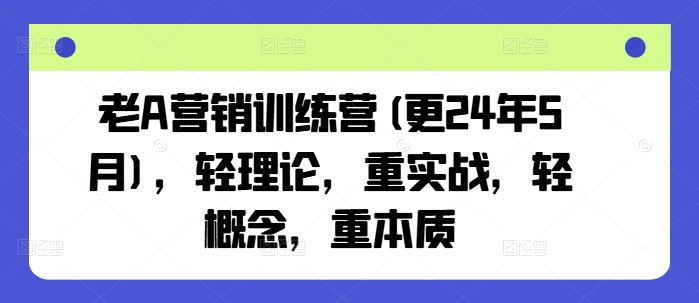 老A营销训练营(更25年4月)，轻理论，重实战，轻概念，重本质-创业资源库