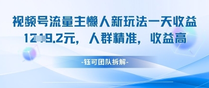 视频号流量主懒人新玩法，一天收益1k，人群精准收益高-创业资源库