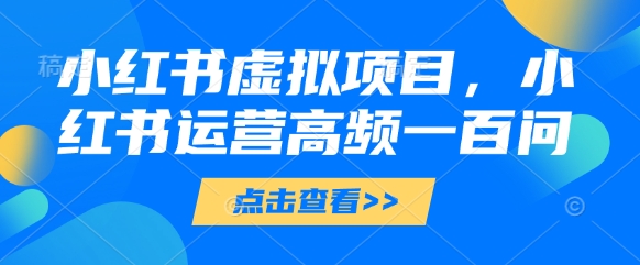 小红书虚拟项目，小红书运营高频一百问【文档】-创业资源库