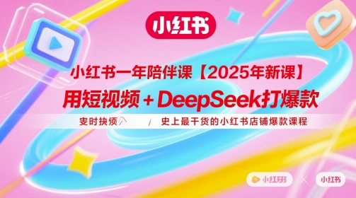 小红书一年陪伴课【2025年新课】，用短视频+deepSeek打爆款，史上最干货的小红书店铺爆款课程-创业资源库