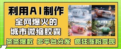 利用AI制作全网爆火的城市微缩胶囊，条条爆款， 多平台分发，疯狂涨粉变现-创业资源库