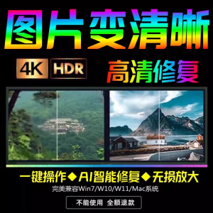 智能AI:图片相片模糊变清晰/高清修复无损放大/黑白上色彩色软件-谦言资源库