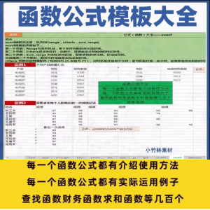 excel函数公式大全模板电子版表格常用公式函数与图表应用素材-谦言资源库