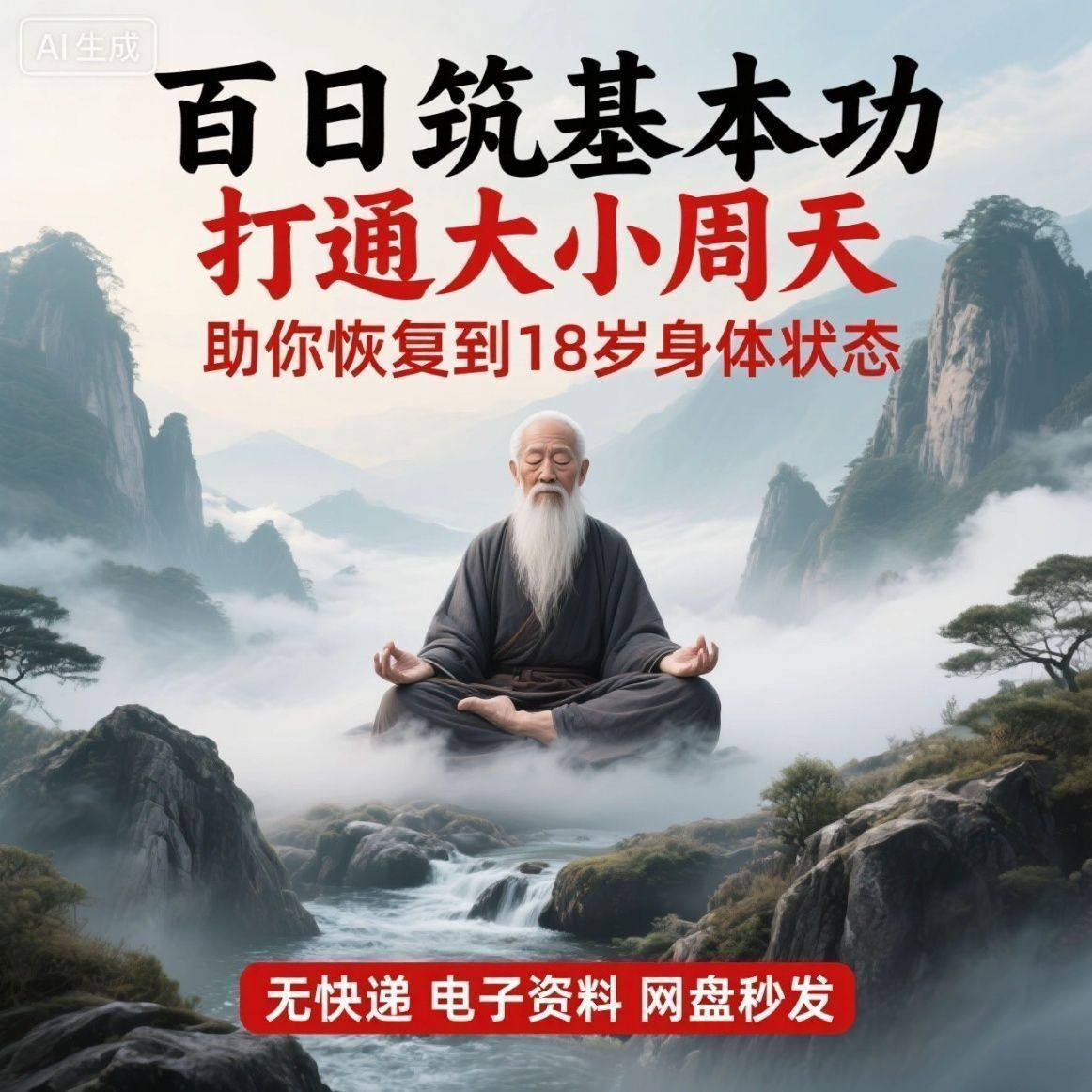 百日筑基功打通大小周天电子版视频课程动功通脉秘传心法打坐讲解-谦言资源库