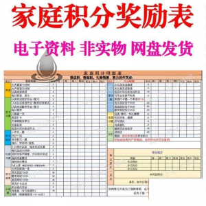 B267家庭积分奖励儿童惩罚积分表小学生儿童自律表可打印电子模板-谦言资源库