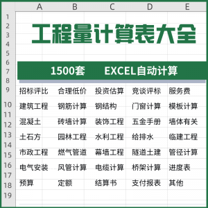 工程量计算表格软件大全钢结构土建安装路桥市政装修建筑预算造价-谦言资源库