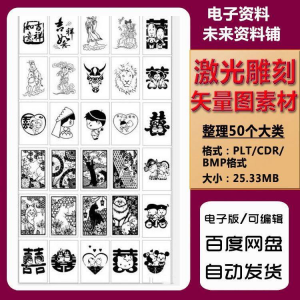 激光雕刻打刻机素材大全刻字图案模板集合plt格式CDR矢量设计文件-谦言资源库