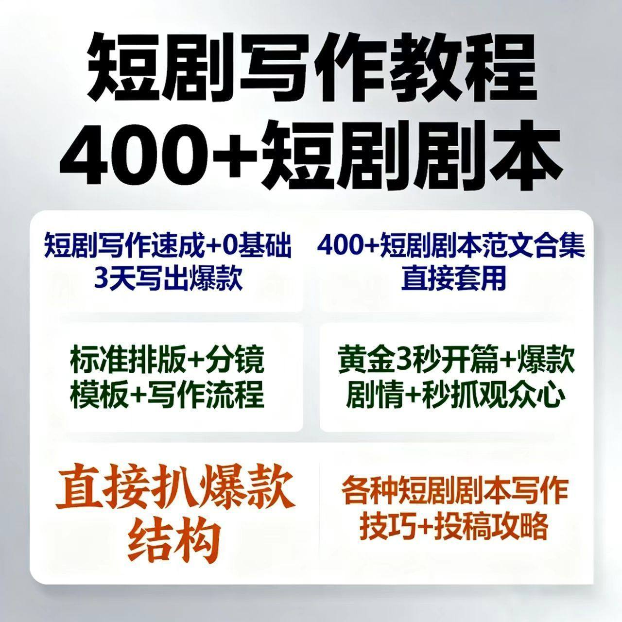 短剧剧本资源短剧写作技巧短剧素材短剧写作方法教程短视频写作-谦言资源库