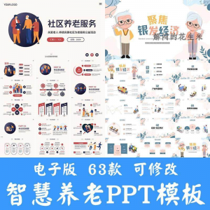 智慧养老ppt模板社区养老院服务宣传开题答辩商业计划书方案素材-谦言资源库