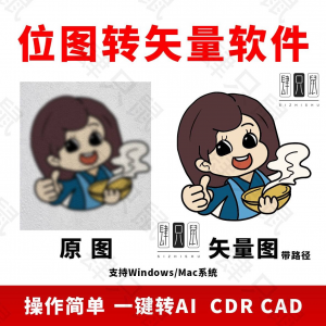 图片位图转矢量ai/cdr/cad软件logo自动抠图高清线条路径雕刻制作-谦言资源库