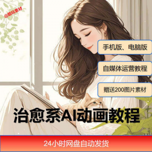 治愈系AI插画动画视频制作教程课程素材自媒体运营小白学习必备-谦言资源库