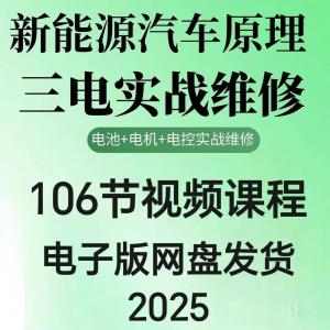 2025年汽车新能源汽车三电实战维修汽修视频课程106节网盘素材-谦言资源库