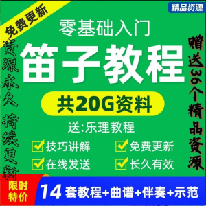 零基础笛子教程自学入门进阶视频初学者教学成人儿童学竹笛教材全-谦言资源库