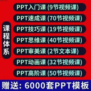 PPT视频教程幻灯制作动画演示文稿Office办公软件入门到高阶课程-谦言资源库